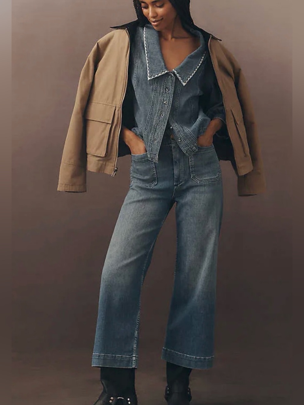 Anthropologie Maeve Colette High-l Rise Wide-Leg Cropped Jeans